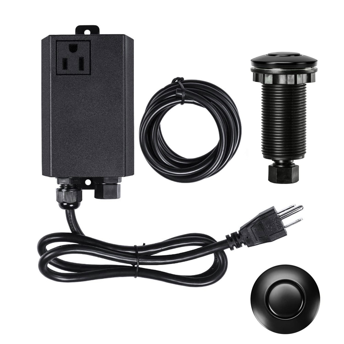 Etoolcity black stainless push-button air switch for disposer control.