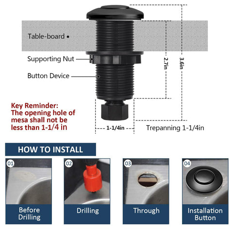 Etoolcity stainless steel black push-button design resists wear.