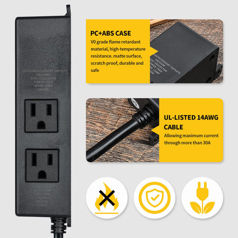 EToolcity vacuum outlet and tool outlet labels guide proper connections