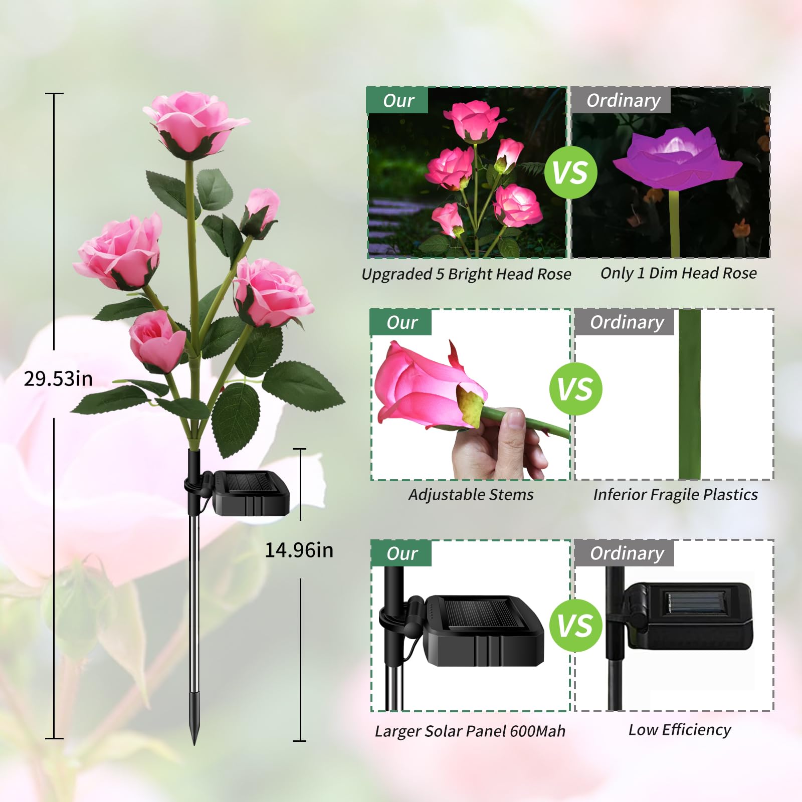 Etre Jeune pink rose outdoor lights add a warm, romantic glow to patios.
