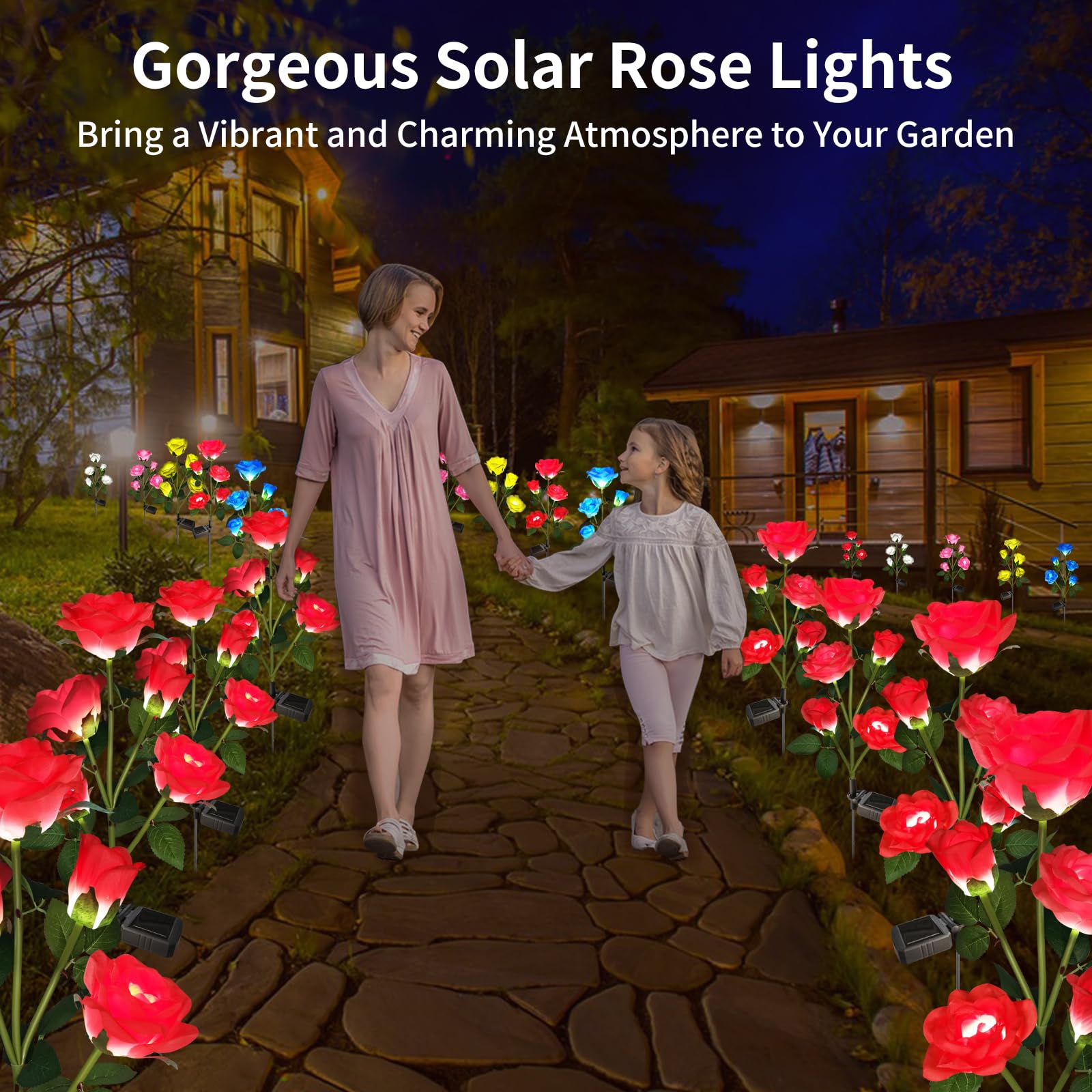 Etre Jeune solar rose lights IP65 waterproof design withstands weather.