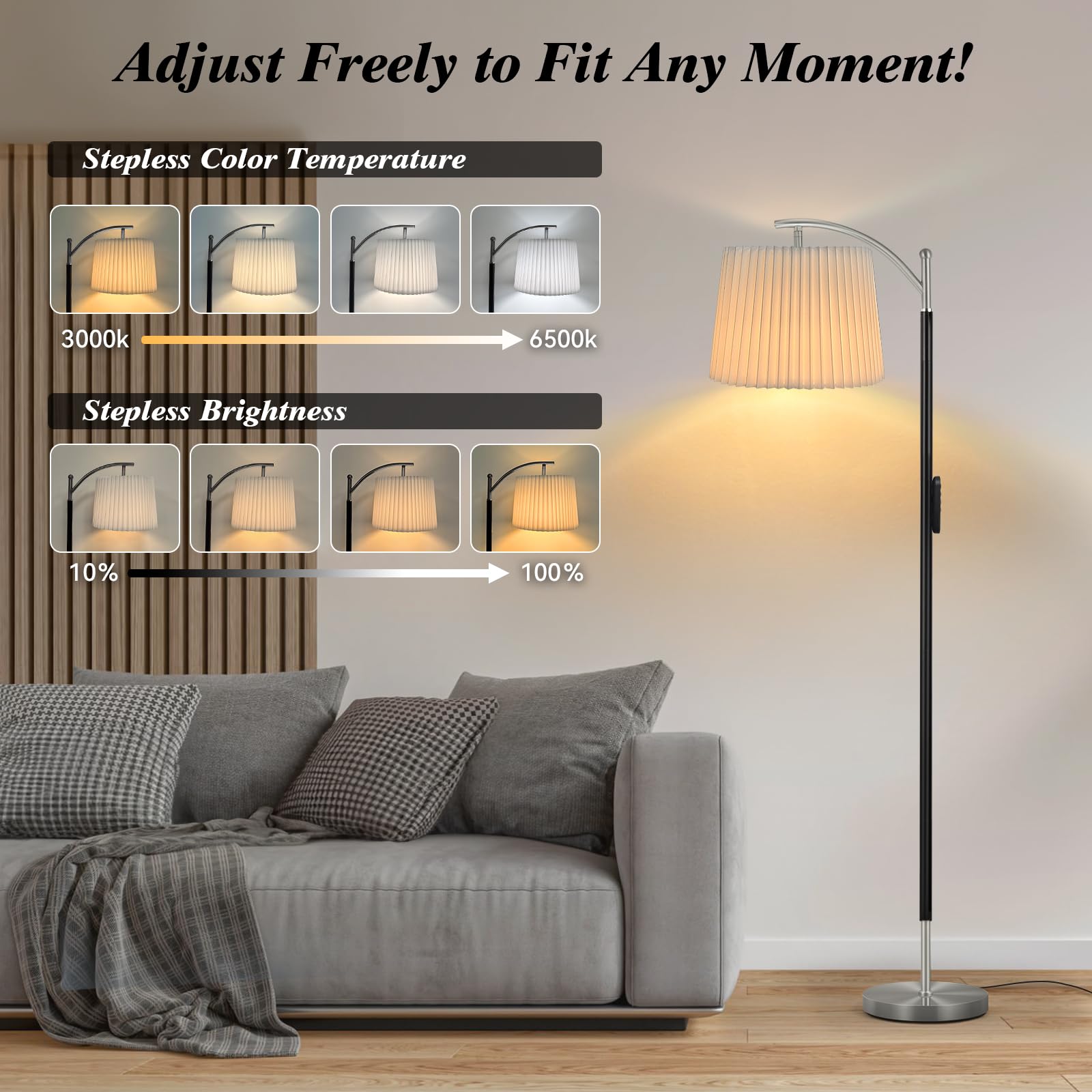 Etto fabric shade close-up delivering soft, diffused light ideal for reading