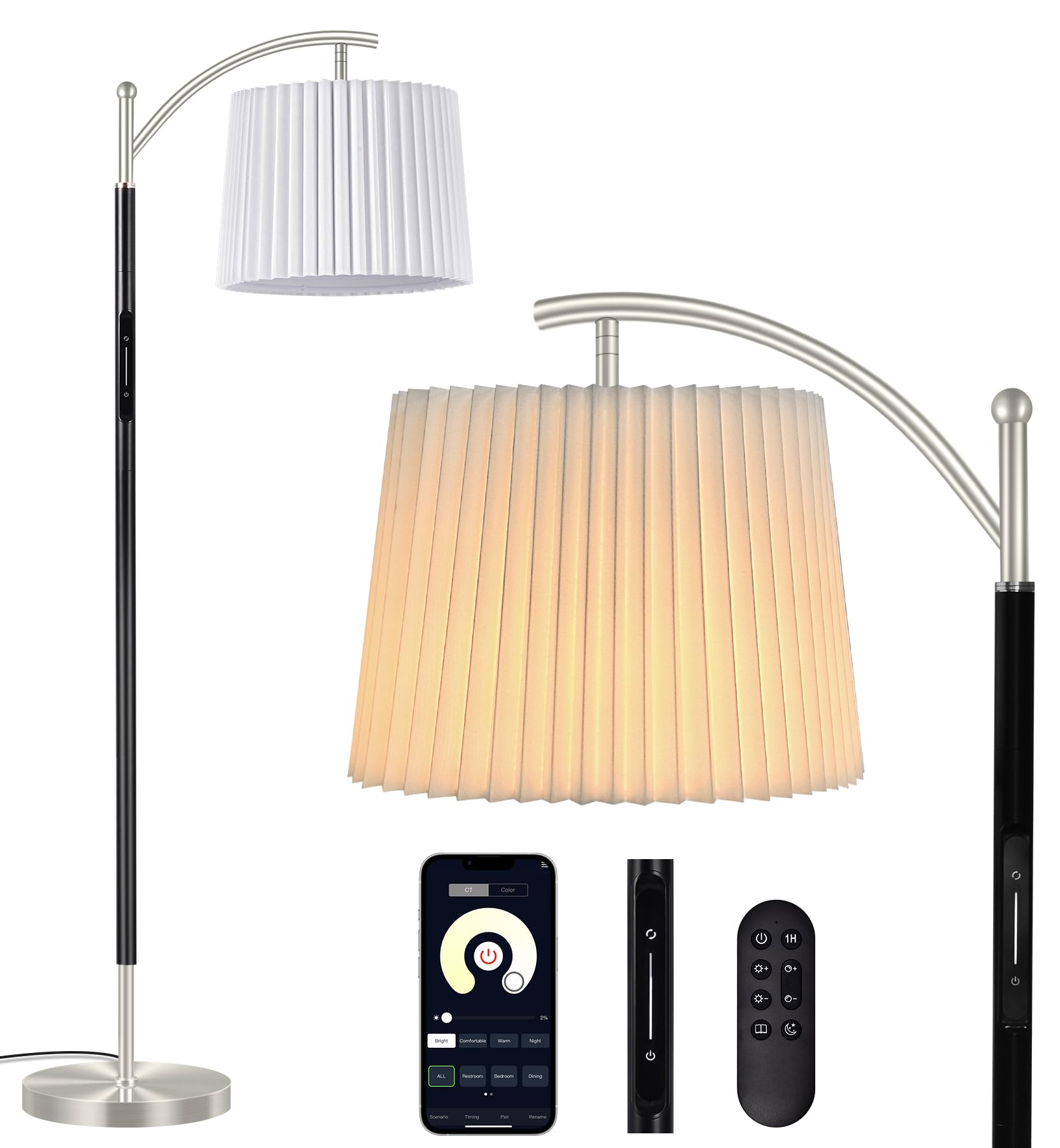 Etto floor lamp front view for customizable warm or cool ambience