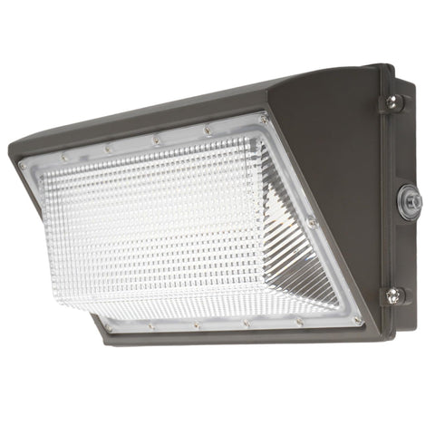 EUANTLLD 100W LED wall pack front view for driveway and perimeter lighting benefits.