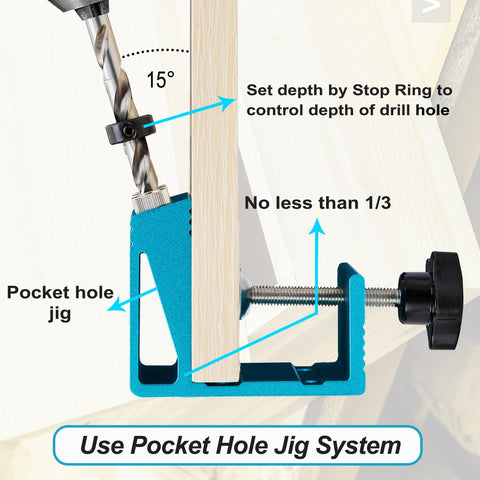 EUASOO pocket hole jig kit extended steel sleeve resists wear during drilling.