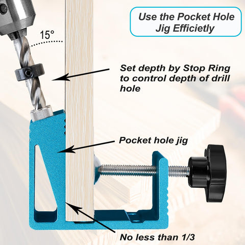 EUASOO pocket hole jig kit extended steel sleeve reduces wear for lasting use