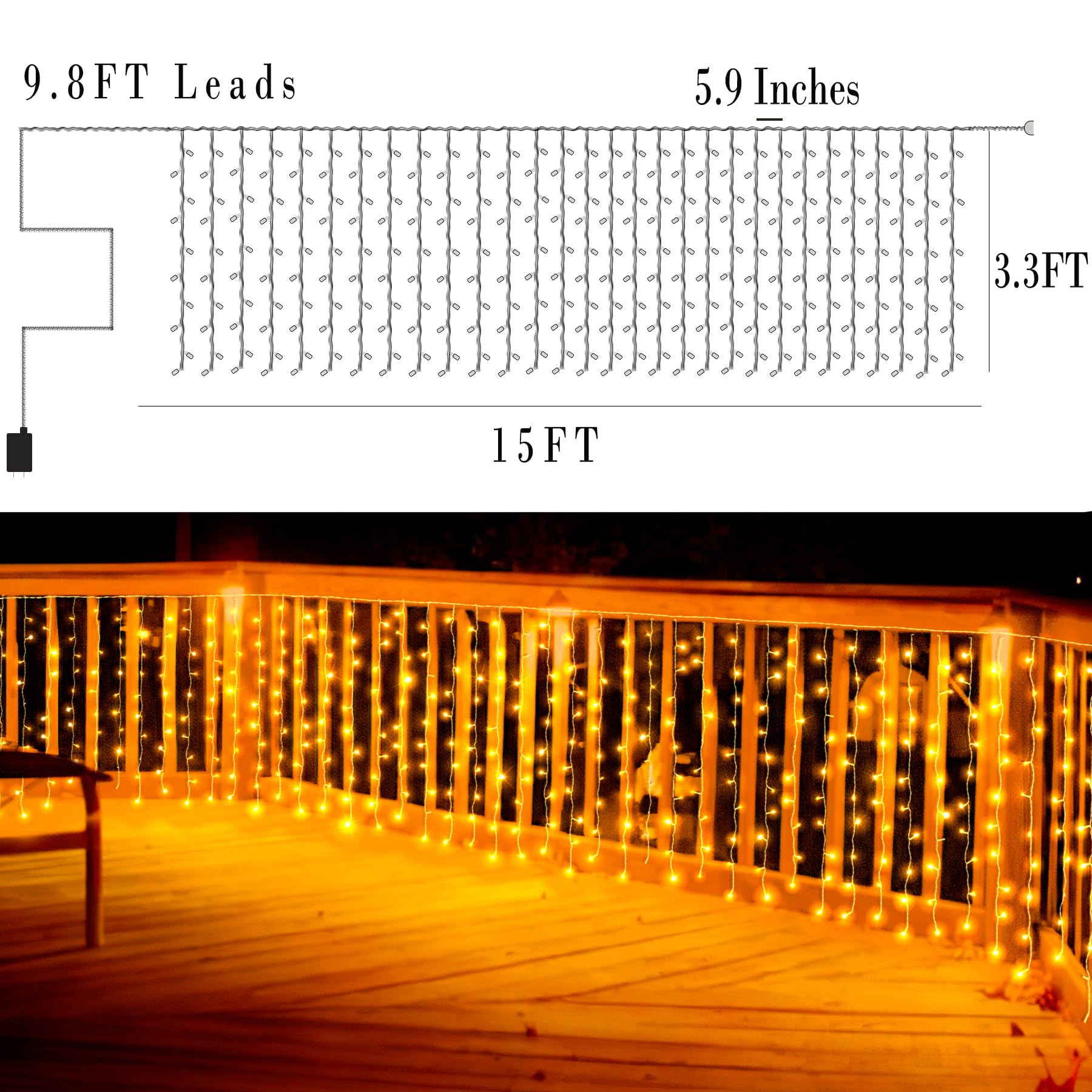 Eight lighting modes offer moods from steady glow to festive flashing.