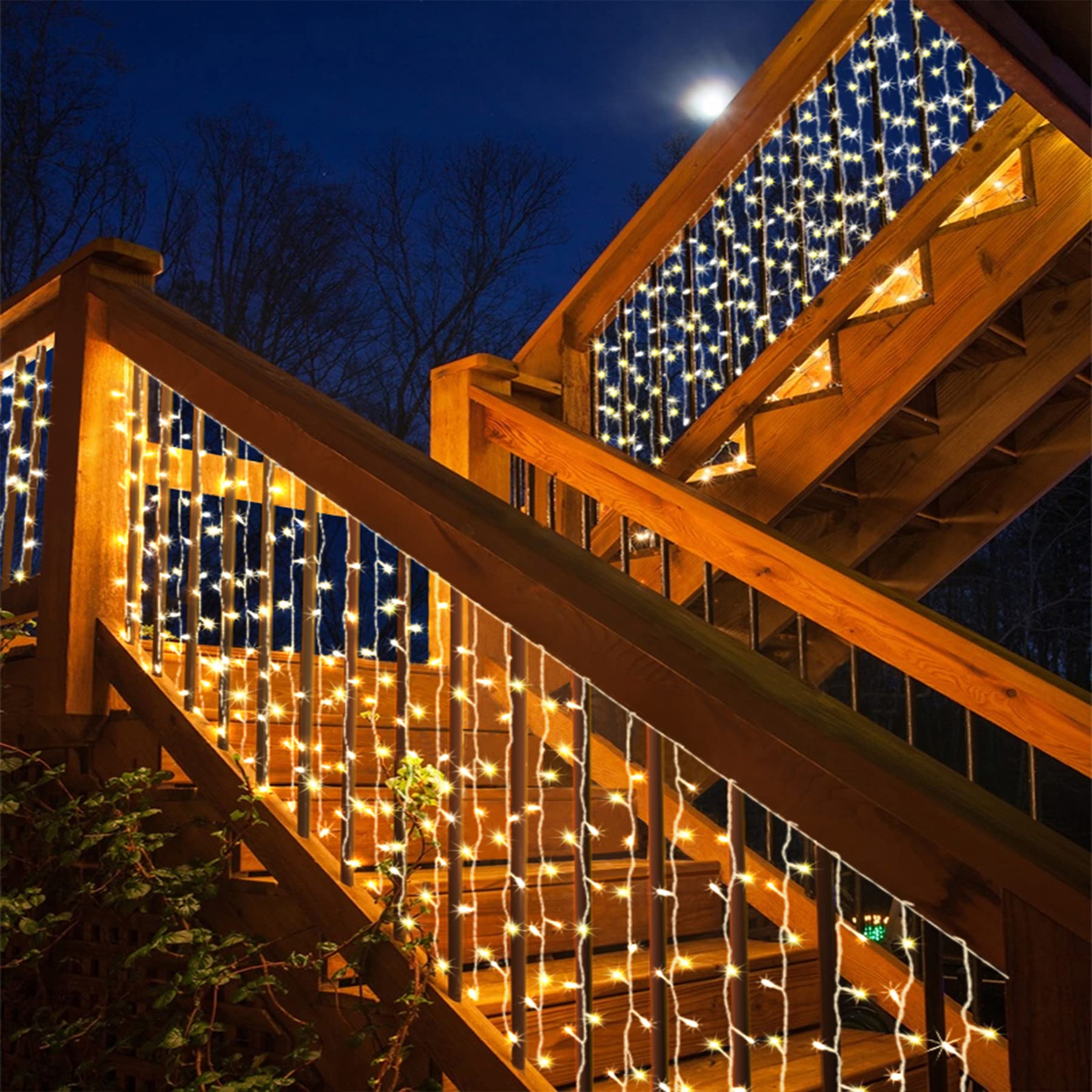 Soft warm white LED color creates inviting outdoor scenes with Eueasy.