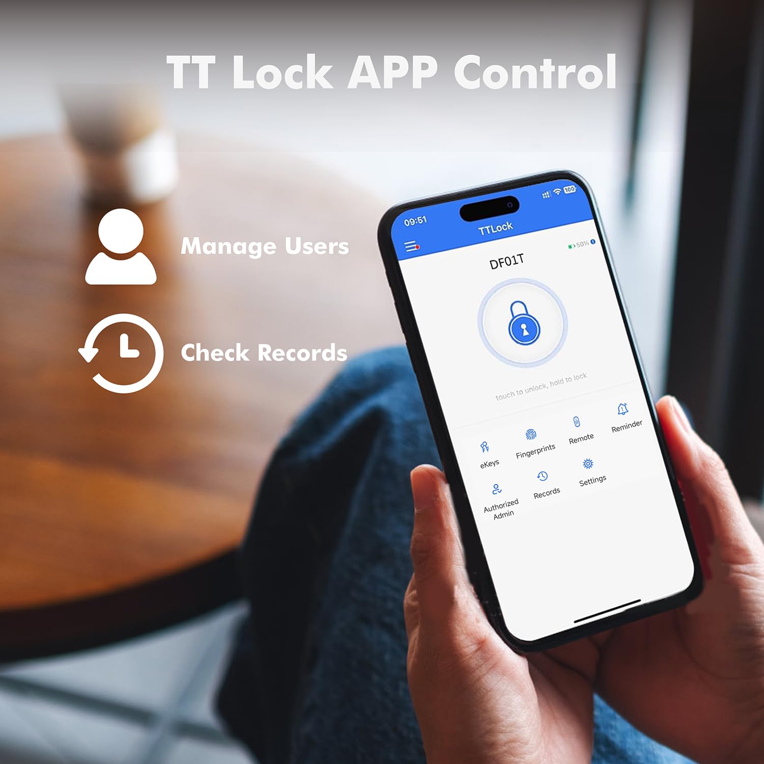 EUERTE auto-lock feature demonstrates secure hands-free entry.