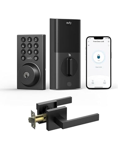 eufy Security C30 front door lock with lever for a cohesive, stylish entry.