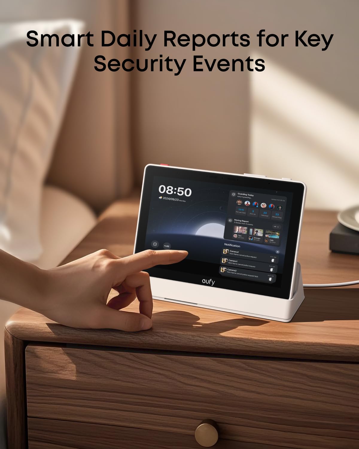 eufy Security eufy Smart Display E10 daily reports summarize events and video activity