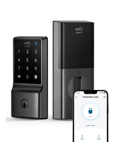 eufy Security Smart Lock C210 front view with keypad for keyless entry.