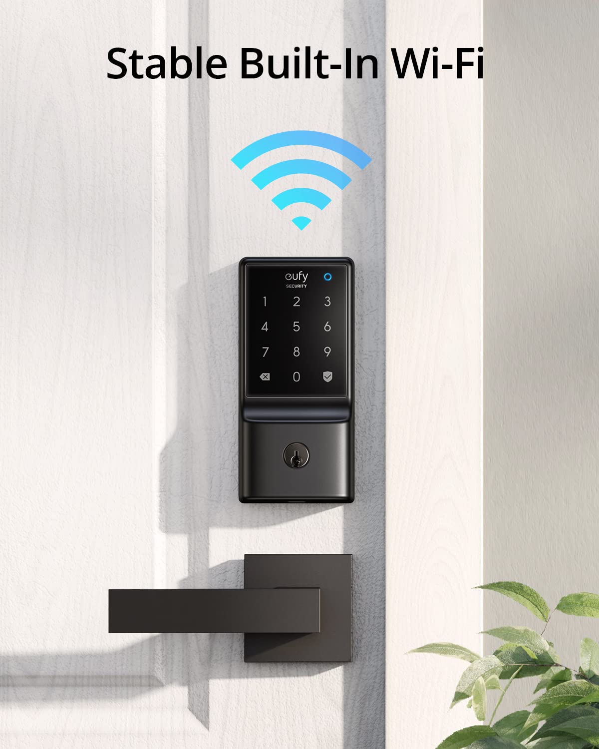 eufy Security Smart Lock C210 keypad close-up highlighting touch entry.