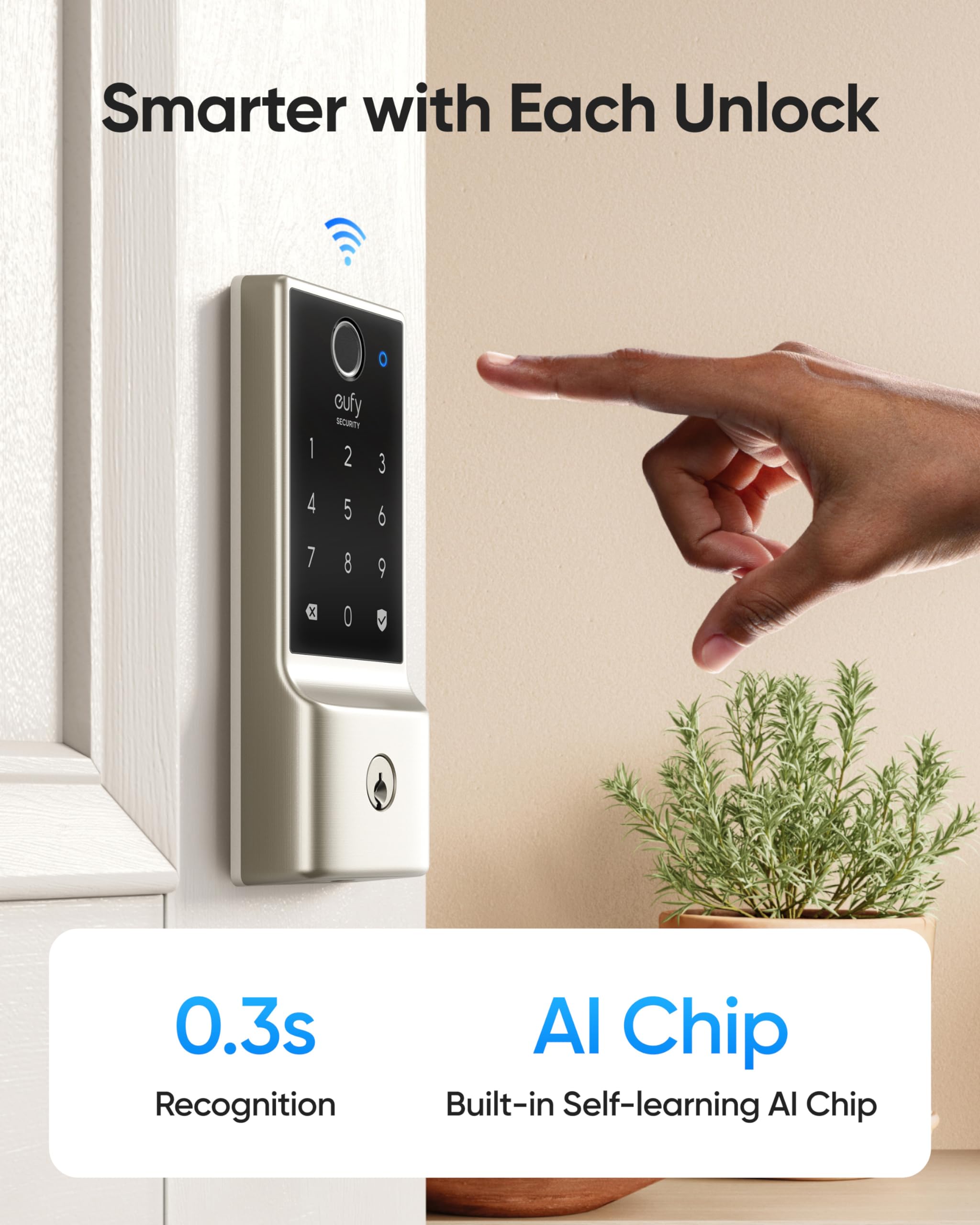 eufy Security C220 fingerprint sensor closeup highlights quick access