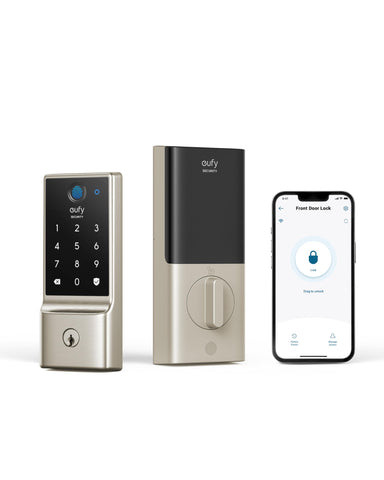 eufy Security C220 front view in nickel finish showing a sleek, durable entry solution
