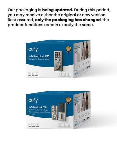 eufy Security Smart Lock C30 battery status indicator and wide temperature range.