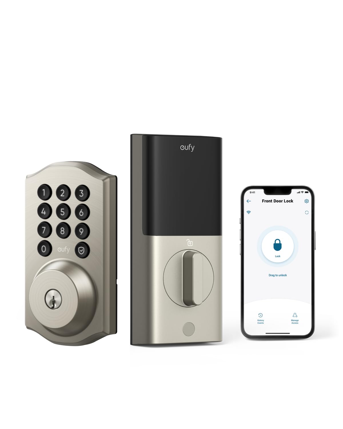eufy Security Smart Lock C30 front door with built-in Wi-Fi for remote control.