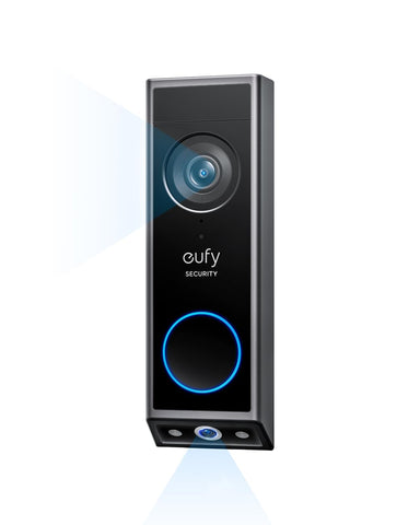 eufy Security Video Doorbell E340 front camera captures visitors with enhanced detail for safe entry.