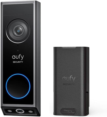 eufy Security Video Doorbell E340 front view shows dual cameras for secure entry monitoring