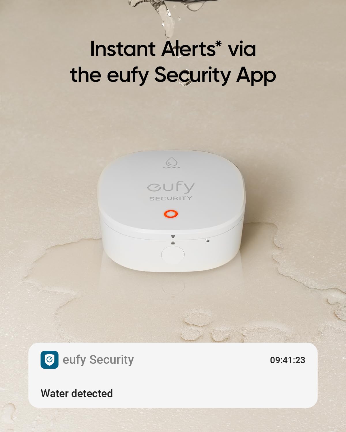 eufy Security Water and Freeze Sensor during installation shows easy placement anywhere.