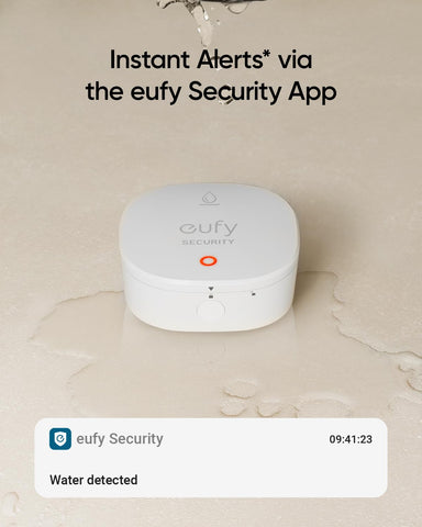 eufy Security Water and Freeze Sensor during installation shows easy placement anywhere.