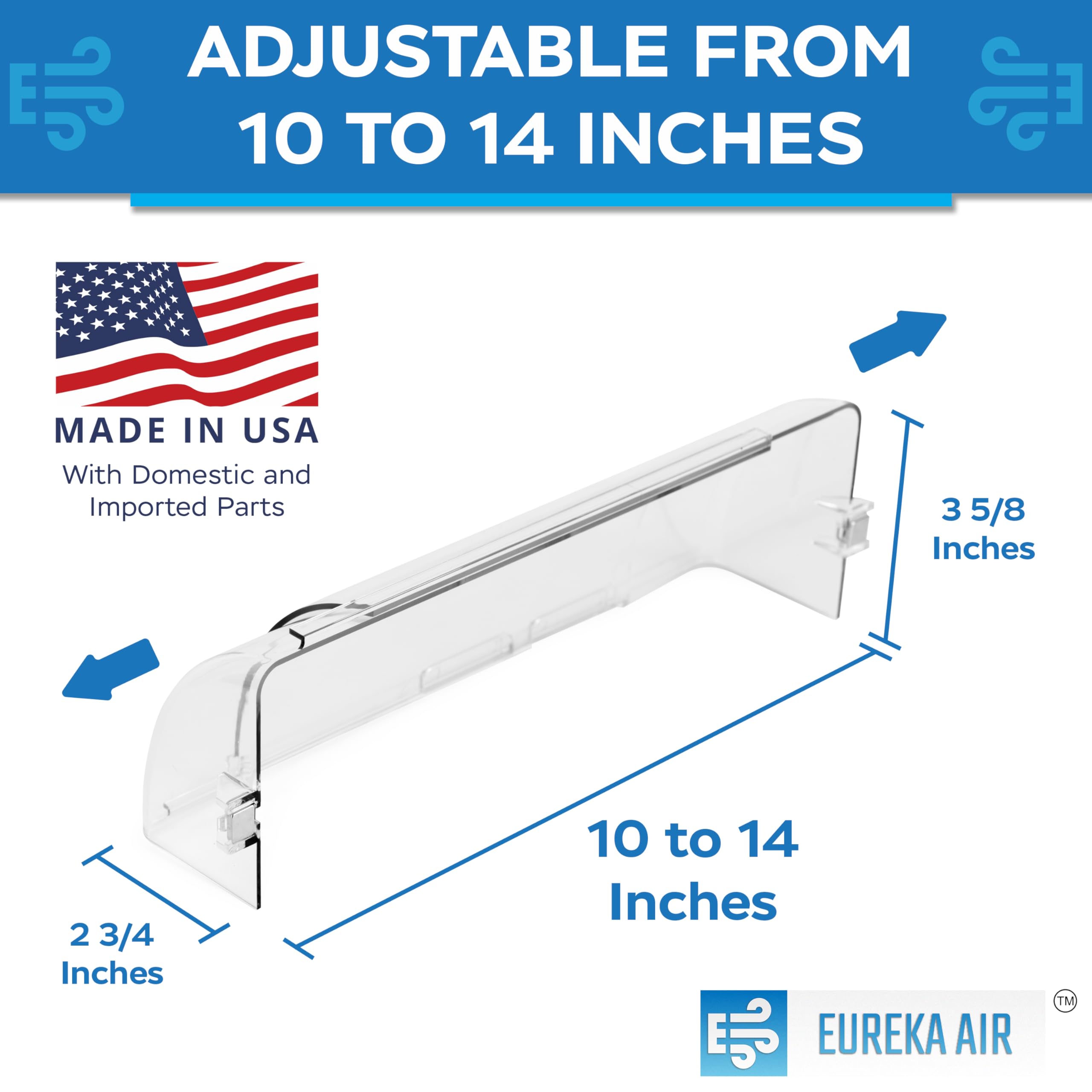 Eureka Air deflector with 3M tabs for secure fit on nonmagnetic vents.