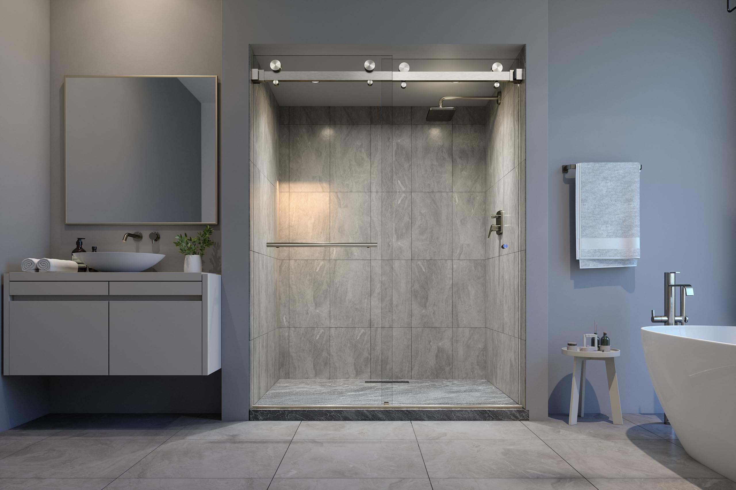 Eurotech Showers VITRA-200 top track closeup shows durable aluminum construction