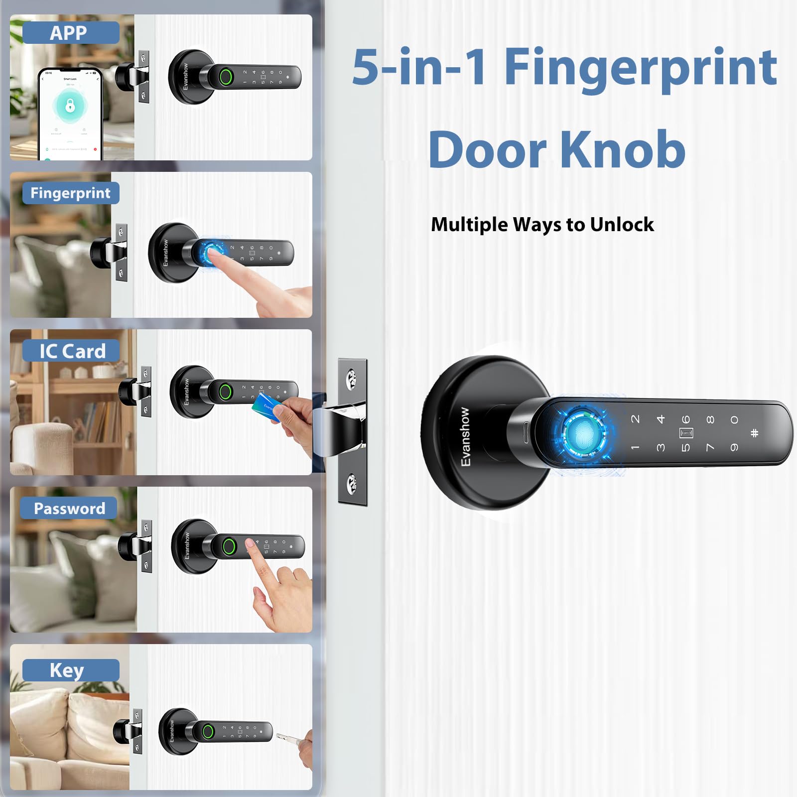 Evanshow door lock keypad lit for quick entry in low light