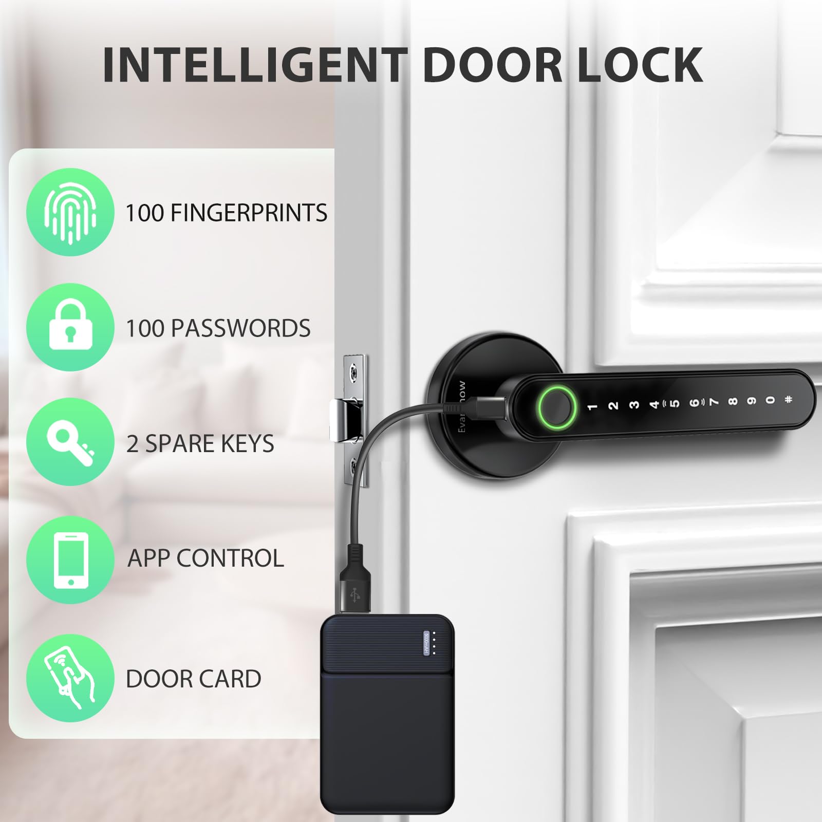 Evanshow easy installation fits standard wooden doors without drilling