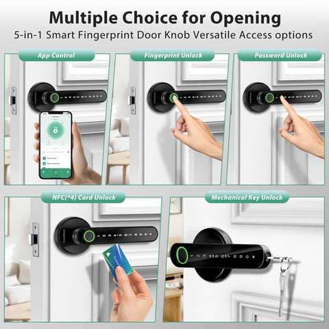 Evanshow fingerprint door knob unlocks in 0.5 seconds for quick entry