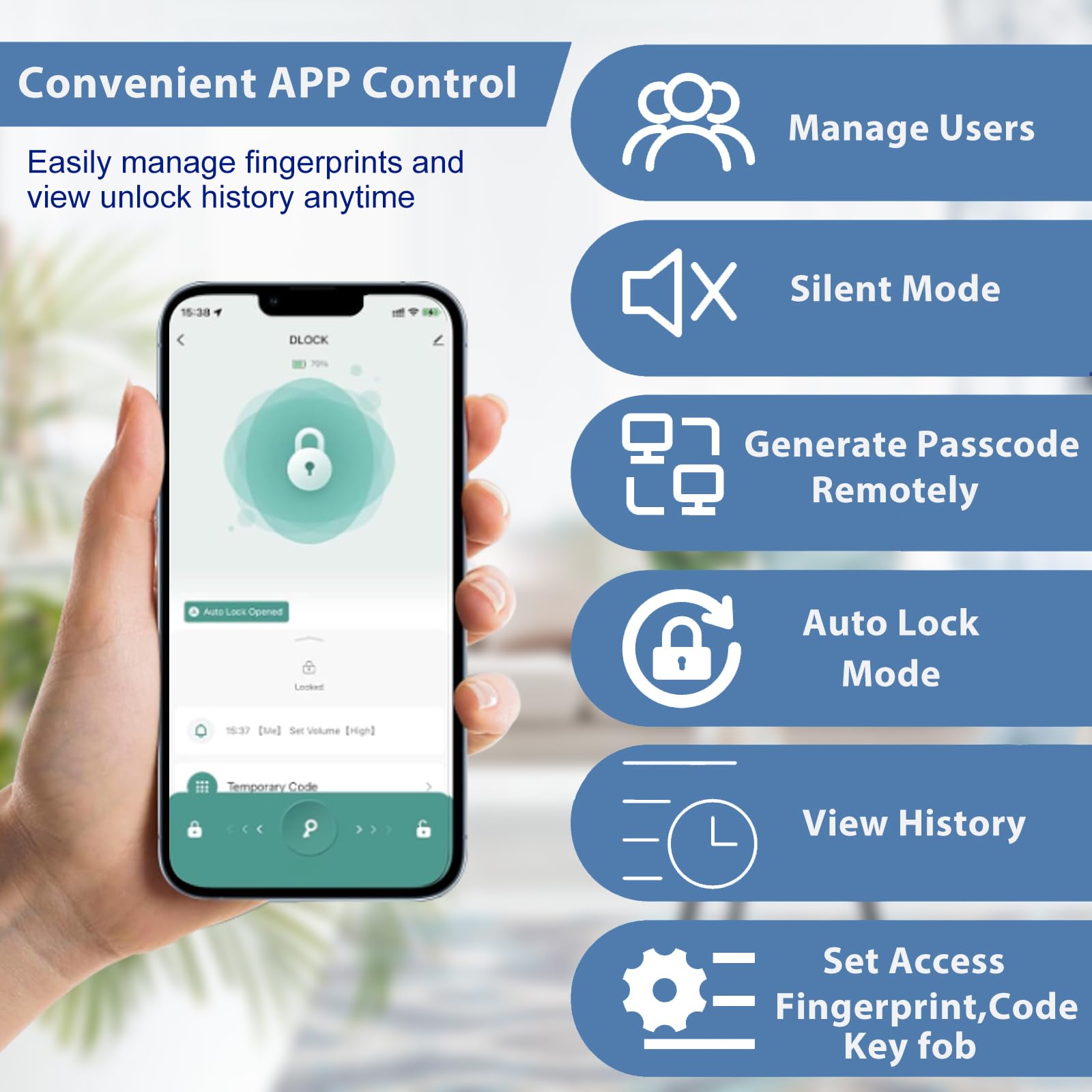 Evanshow lock in silent mode with entry logs for privacy and tracking