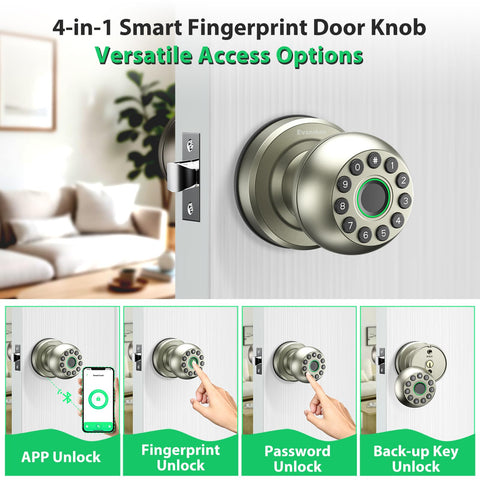 Evanshow Smart Door Knob app control on smartphone, lock from anywhere.