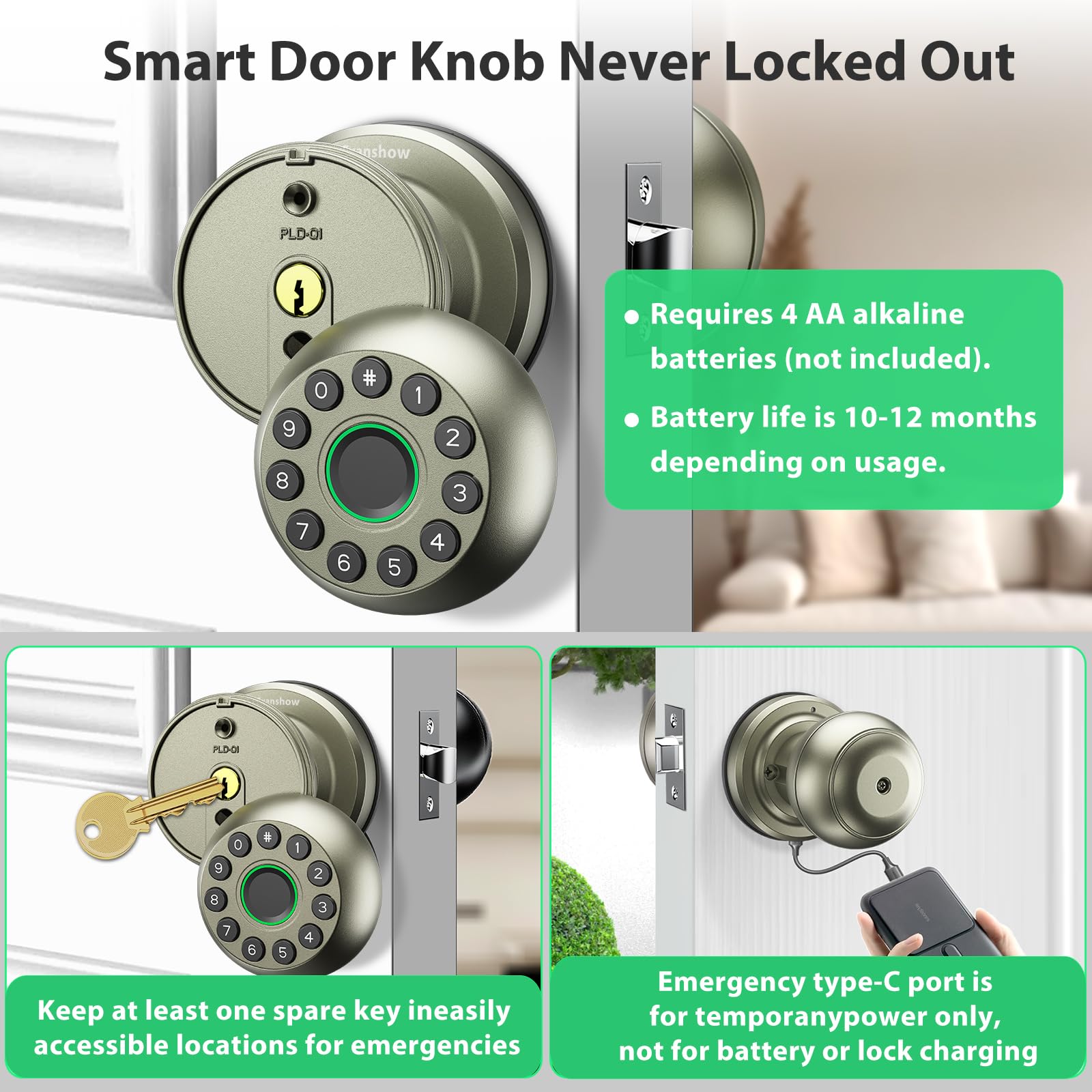 Evanshow emergency keys included for backup access.