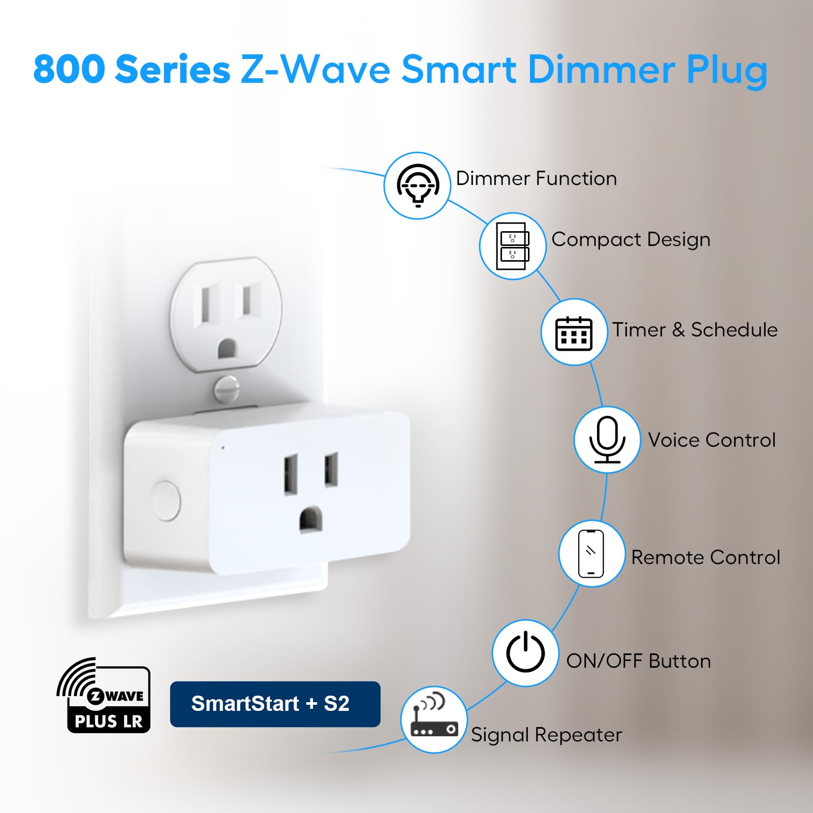 Eva's Light dimmer plug connected to a hub for versatile compatibility.