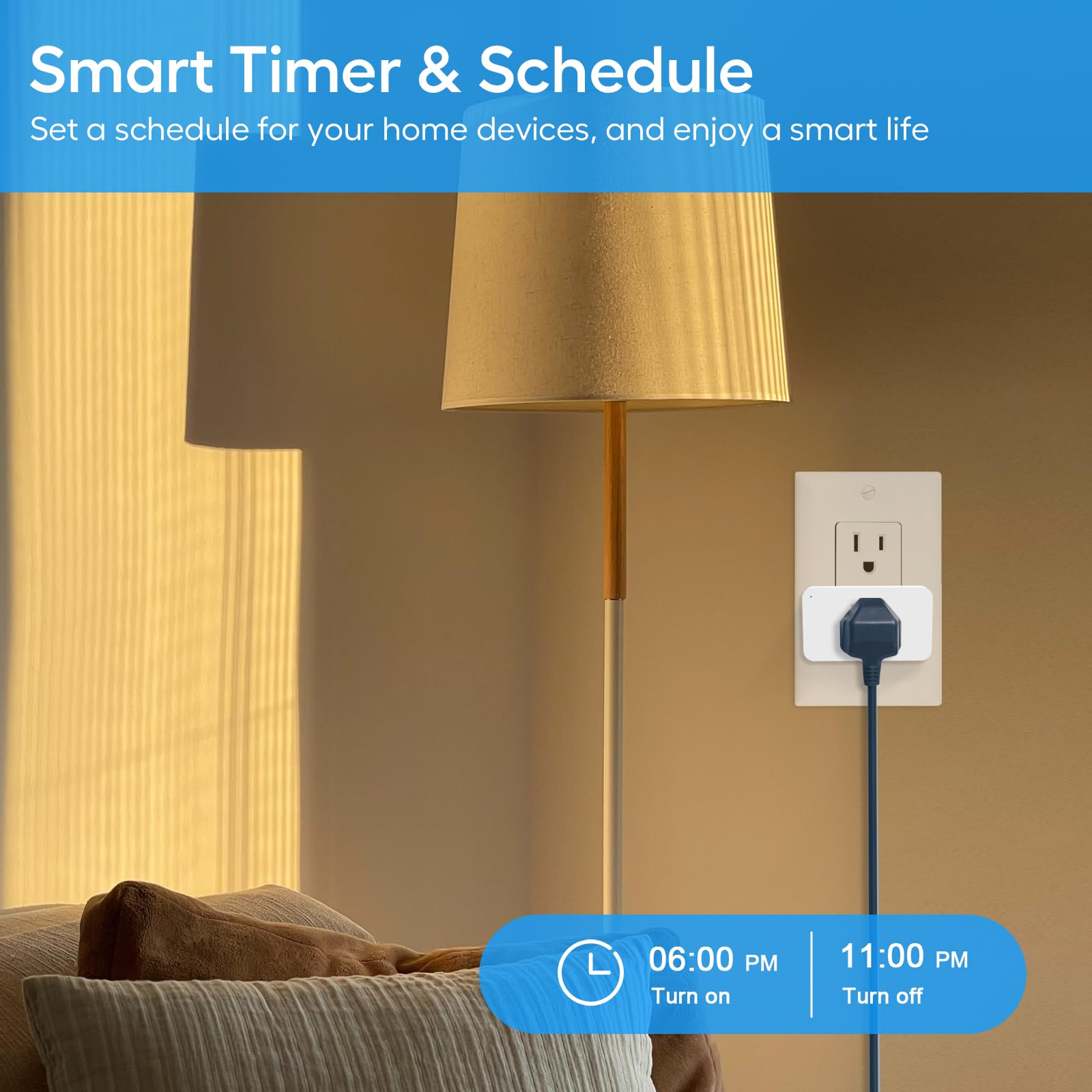 Compact design of Eva's Light dimmer plug for home use with stacking.