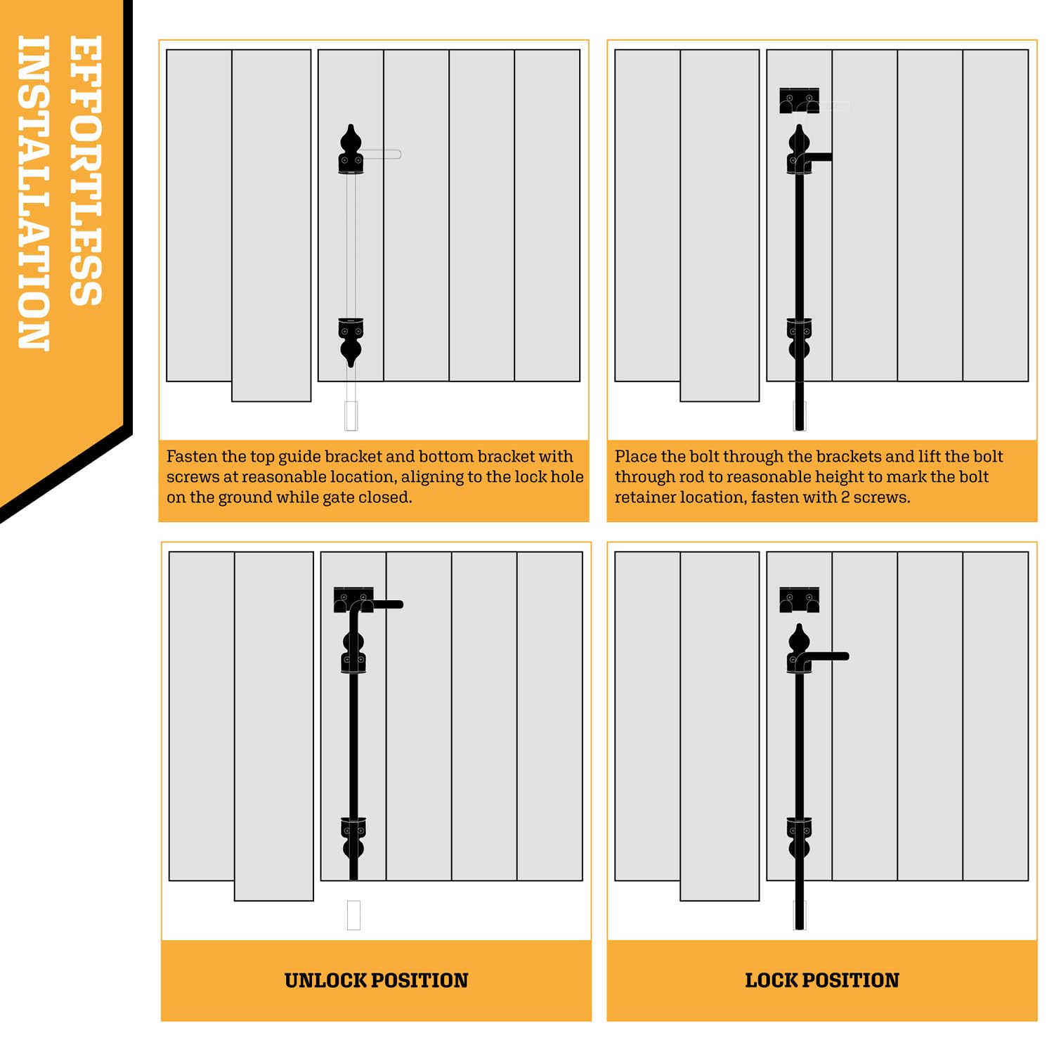 EVCUHASL black finish drop rod designed for exterior gates.