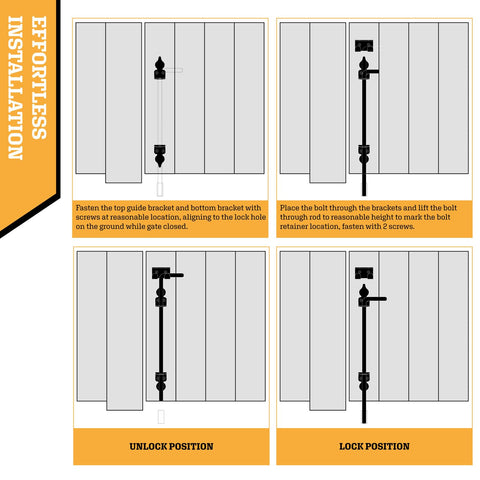 EVCUHASL black finish drop rod designed for exterior gates.
