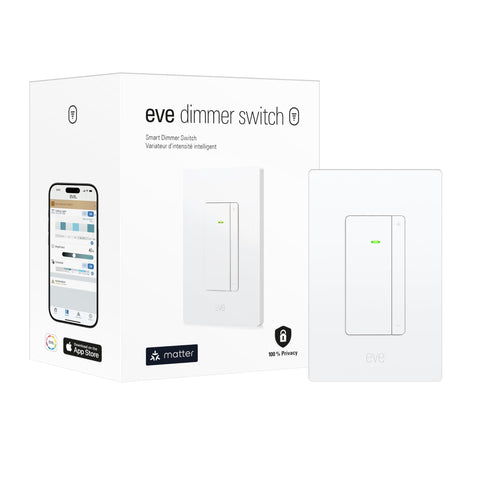 Eve Dimmer Switch Matter front view highlighting precise brightness control