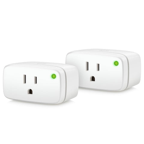 Eve Energy 2 pack smart plugs on a power strip for quick on/off control.