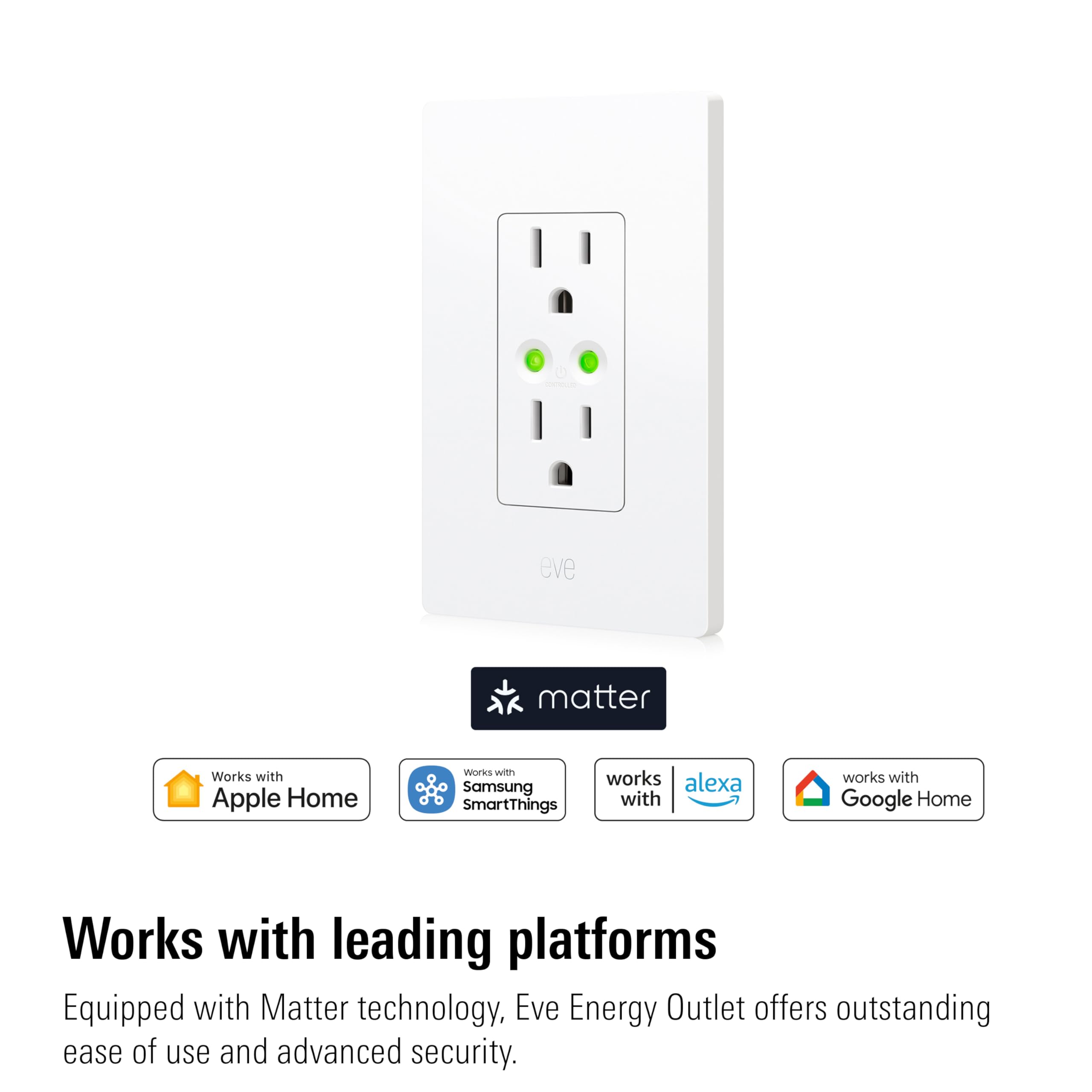 Eve Energy Outlet meter reading display highlights real-time power use.