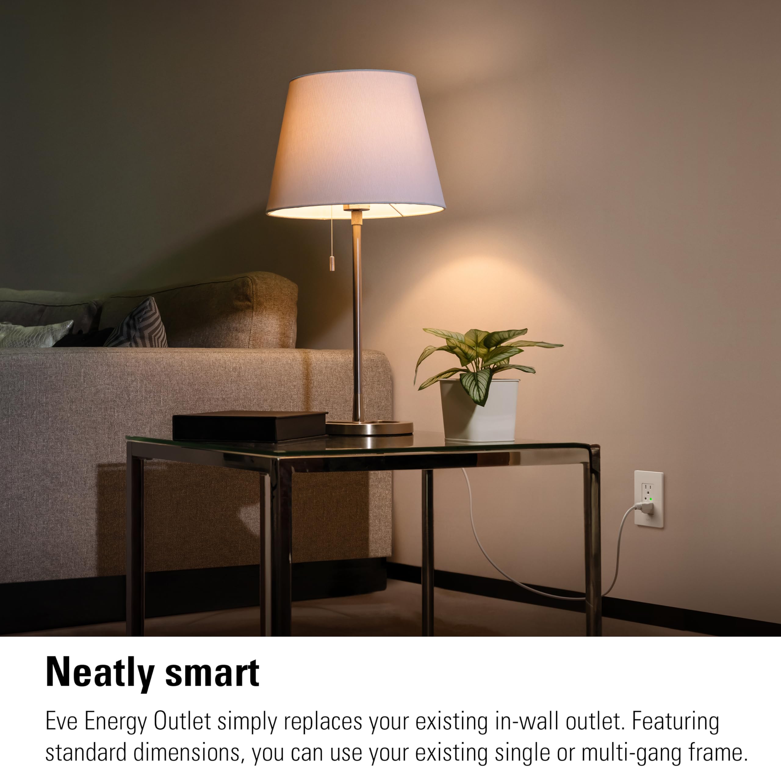 Eve Energy Outlet voice control demonstrates hands-free operation.