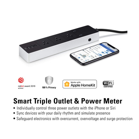 Eve Energy Strip three outlets offer independent control for multiple devices