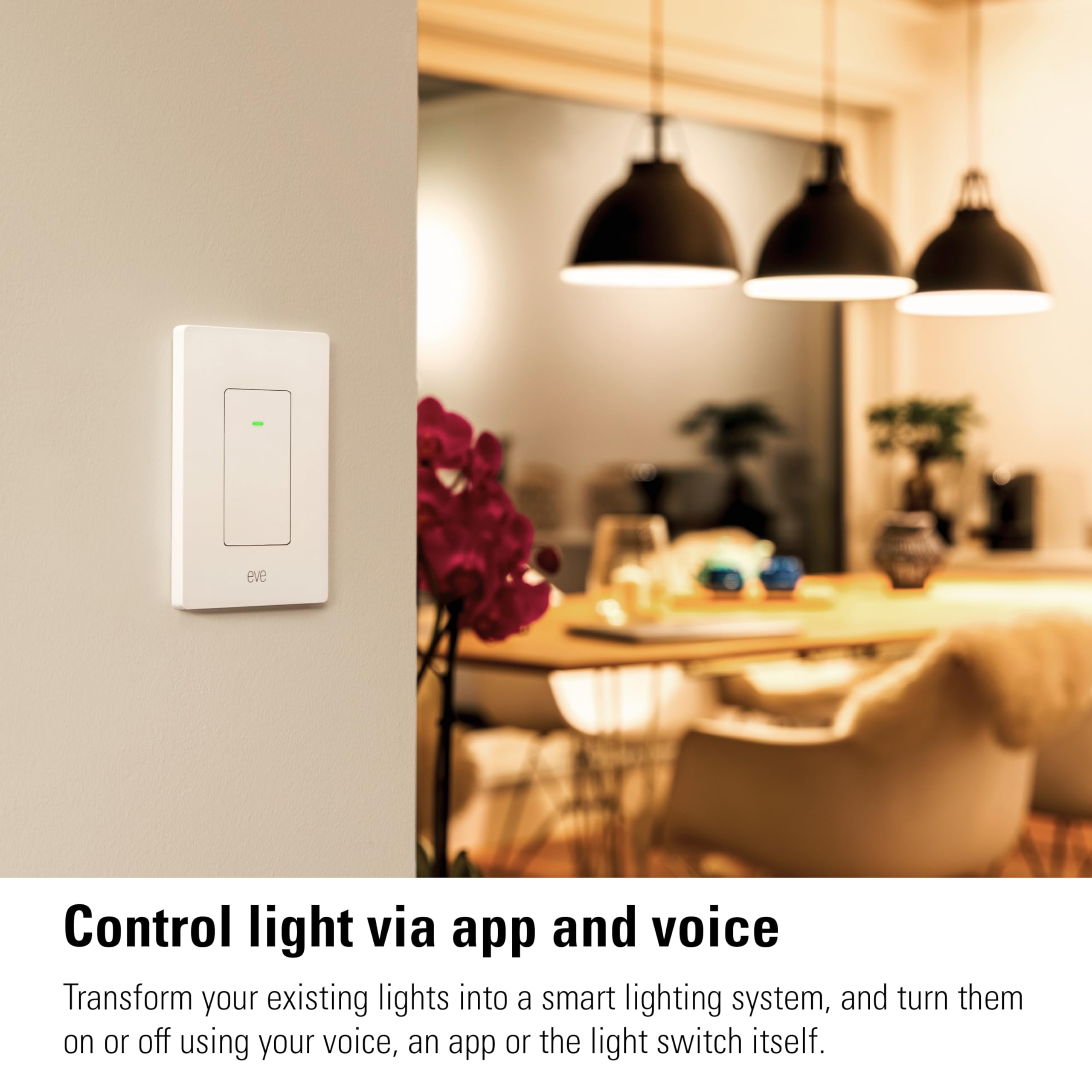 Eve Light Switch with scheduled automation in living room lighting