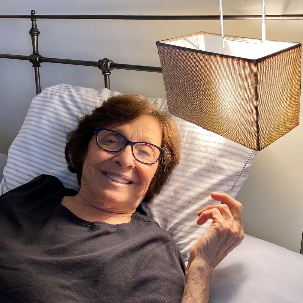 Evelots tan rectangle shade close-up shows cozy fabric and soft diffusion.