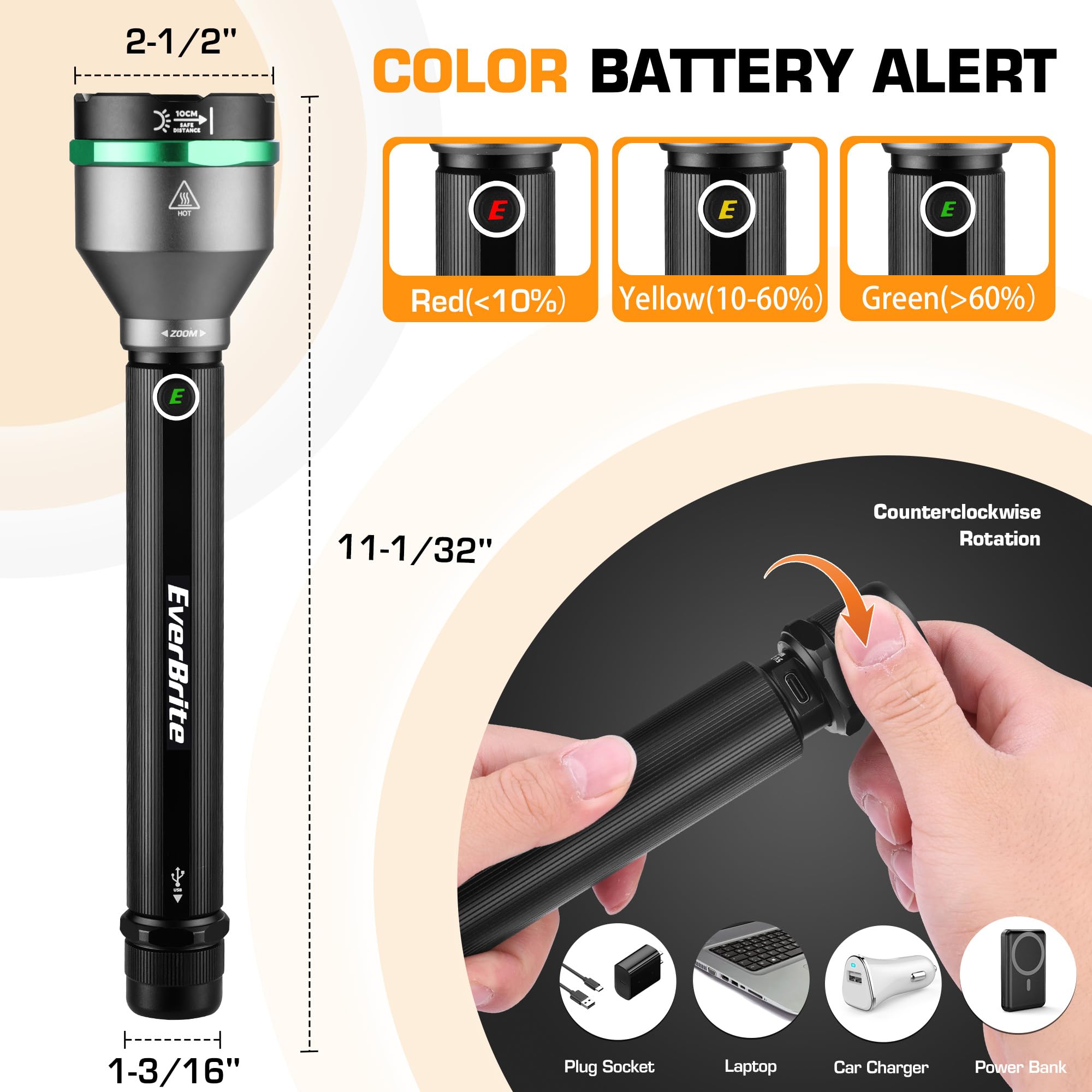 EverBrite 5000-lumen flashlight outdoors during night hike for reliable illumination