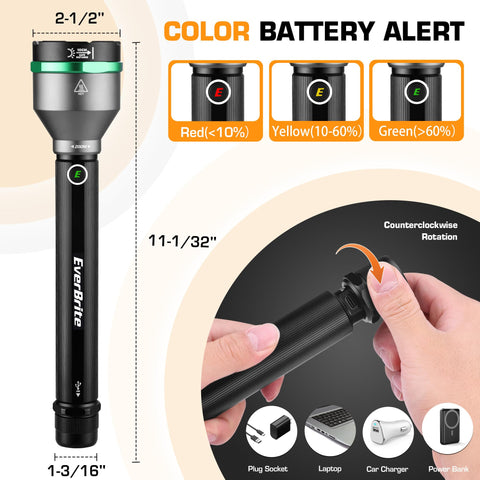 EverBrite 5000-lumen flashlight outdoors during night hike for reliable illumination
