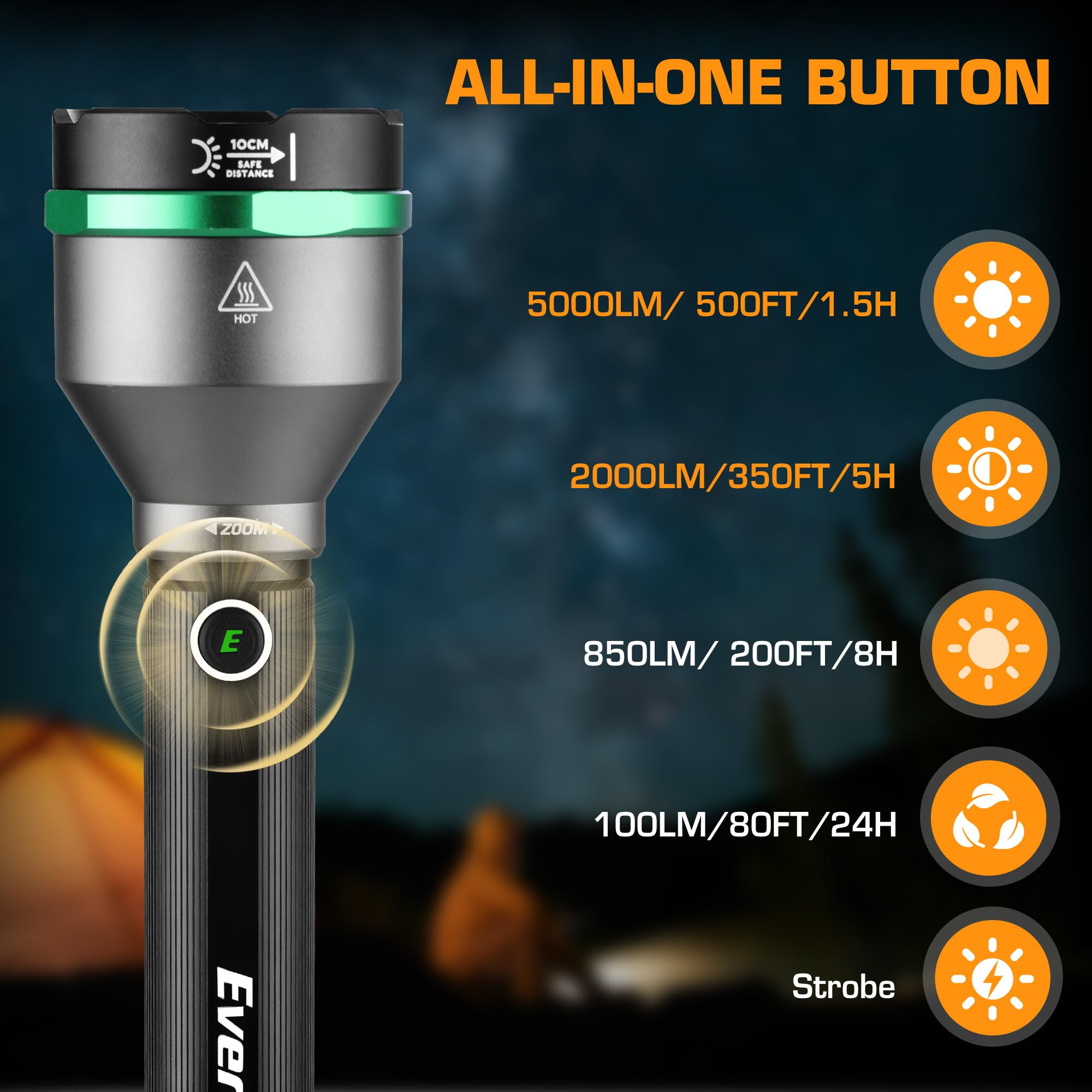 EverBrite 5000-lumen flashlight spotlight mode for focused distant tasks