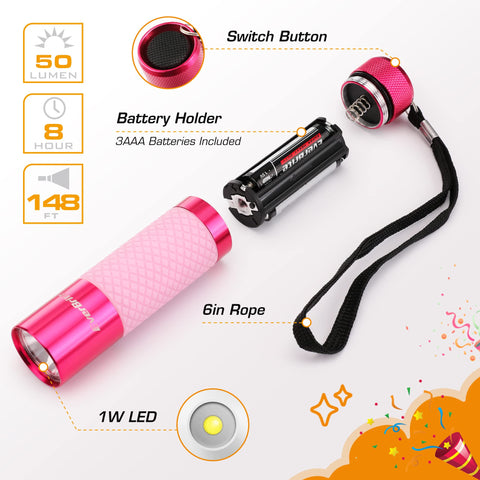 EverBrite yellow mini flashlight with glow-in-dark handle for easy finding.