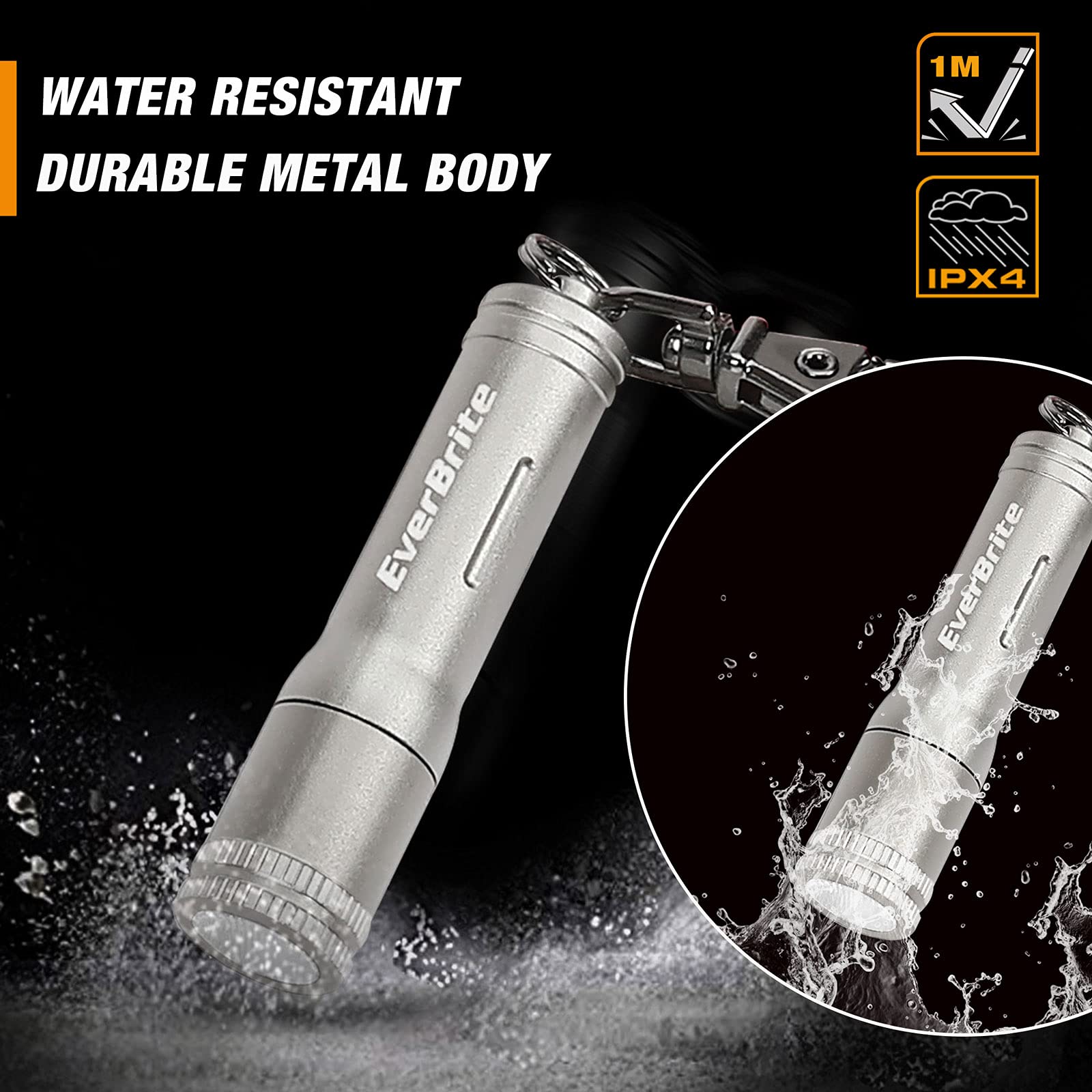 EverBrite Keychain LED Flashlight 100-lumen brightness for clear night visibility.