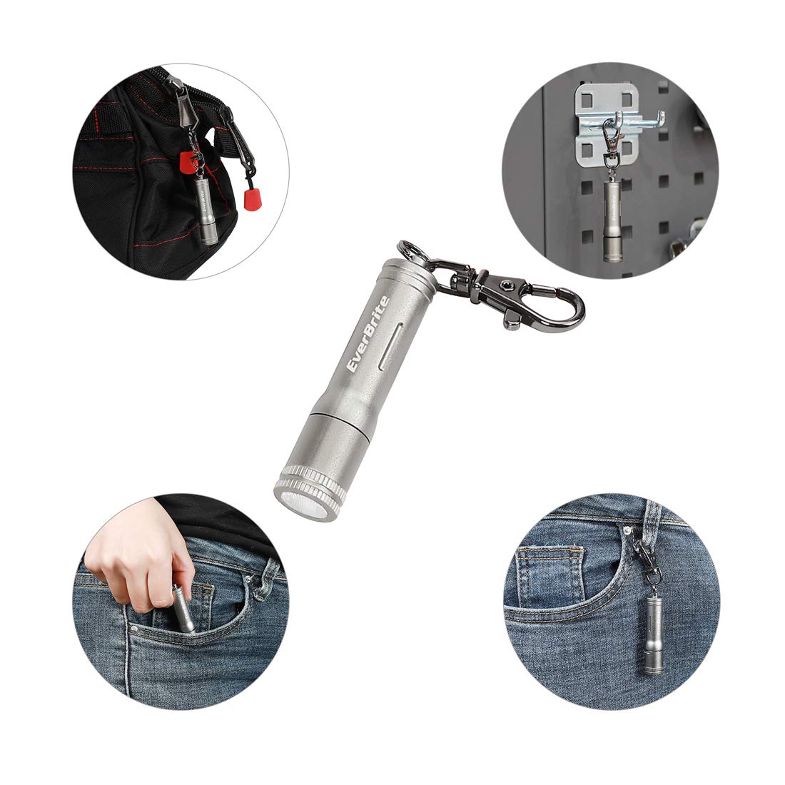 EverBrite Keychain LED Flashlight compact size fits pockets and purses.